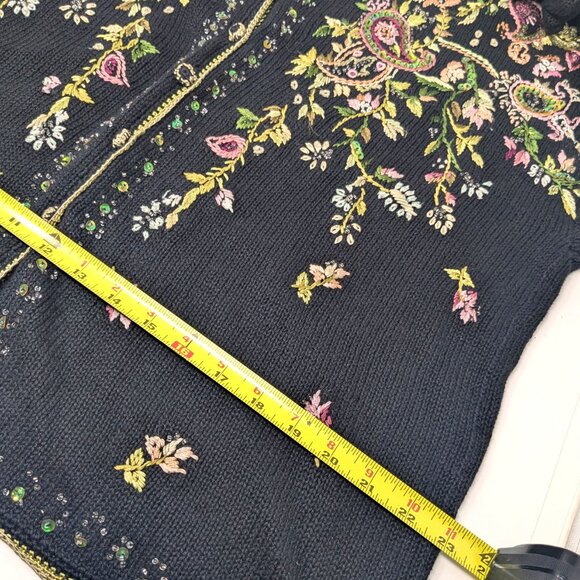 Vintage Y2k 2001 Heirloom Collectibles Cardigan Sweater Large Embroidery Beaded - Picture 14 of 16